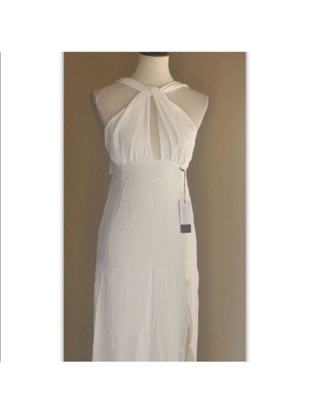 Stone Cold Fox Women’s White Rayon Palm Side Slit Halter Gown Dress Size 4 US - Picture 15 of 16